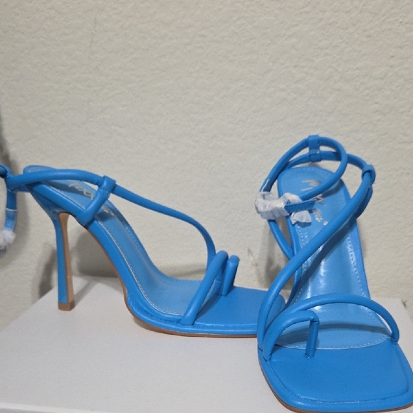 Blue Strappy Heeled Sandals - Picture 2 of 8